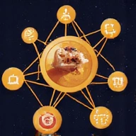 Abstract representation of a community manager, with interconnected nodes and a friendly, welcoming aura.
