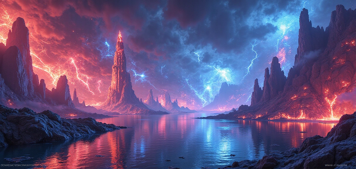 Dynamic gaming scene with futuristic elements and vibrant colors